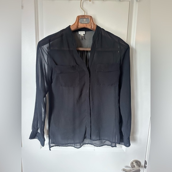 Dynamite Tops - Dynamite sheer black long sleeved shirt